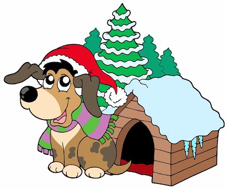 Cute Christmas dog - vector illustration. Foto de stock - Royalty-Free Super Valor e Assinatura, Número: 400-04144515