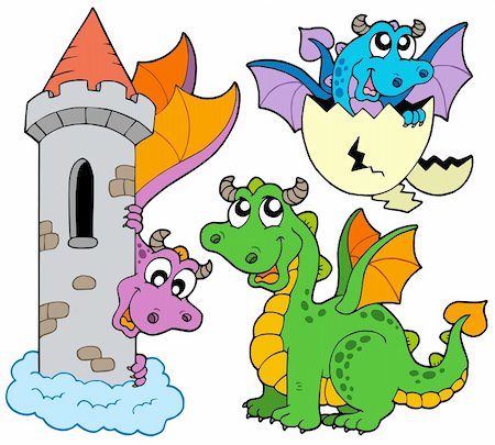 simsearch:400-04236782,k - Cute dragons collection - vector illustration. Photographie de stock - Aubaine LD & Abonnement, Code: 400-04144516