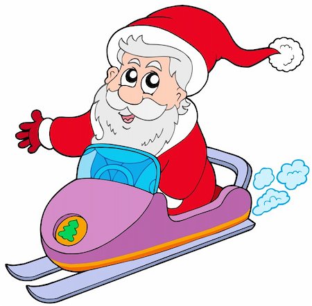 simsearch:400-04652307,k - Santa Claus on scooter - vector illustration. Stockbilder - Microstock & Abonnement, Bildnummer: 400-04144518