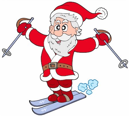 santa claus ski - Skiing Santa Claus - vector illustration. Stock Photo - Budget Royalty-Free & Subscription, Code: 400-04144521