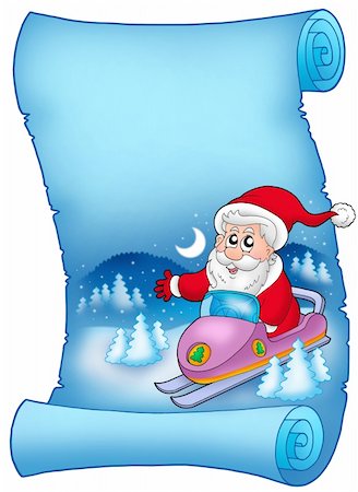 simsearch:400-05178688,k - Blue parchment with Santa Claus 8 - color illustration. Photographie de stock - Aubaine LD & Abonnement, Code: 400-04144523
