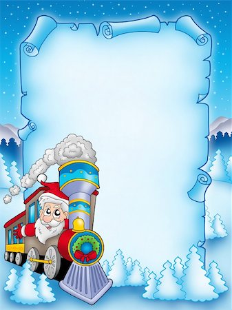 simsearch:400-05178688,k - Christmas parchment with Santa Claus 2 - color illustration. Photographie de stock - Aubaine LD & Abonnement, Code: 400-04144852