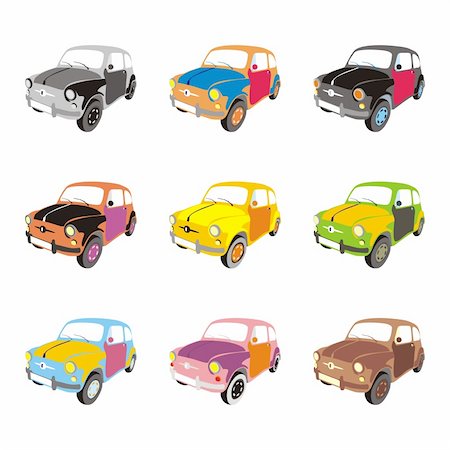 simsearch:400-04148958,k - fully editable vector isolated funny colored cars with details Stock Photo - Budget Royalty-Free & Subscription, Code: 400-04145105