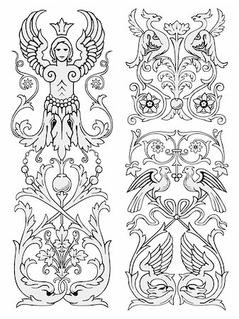 symmetrical animals - Royal deciration vector Stock Photo - Budget Royalty-Free & Subscription, Code: 400-04145155