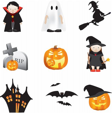 simsearch:400-08557140,k - halloween illustration set of different cartoon elements Stockbilder - Microstock & Abonnement, Bildnummer: 400-04145334