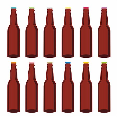 fully editable vector illustration of isolated beer bottles set ready to use Stock Photo - Budget Royalty-Free & Subscription, Code: 400-04145384