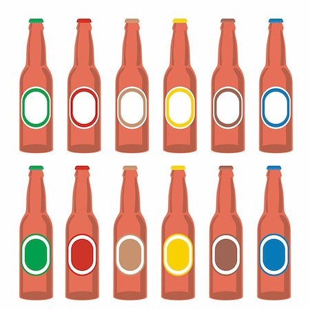 fully editable vector illustration of isolated beer bottles set ready to use Stock Photo - Budget Royalty-Free & Subscription, Code: 400-04145385