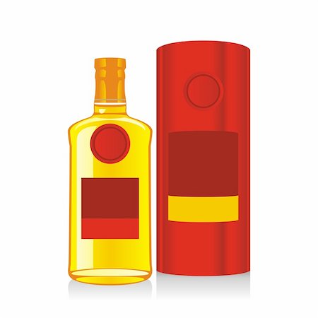 fully editable vector illustration of isolated whiskey bottles and boxes Stock Photo - Budget Royalty-Free & Subscription, Code: 400-04145392