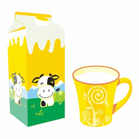 simsearch:400-04145618,k - fully editable isolated milk carton boxes and colored mugs Photographie de stock - Aubaine LD & Abonnement, Code: 400-04145530