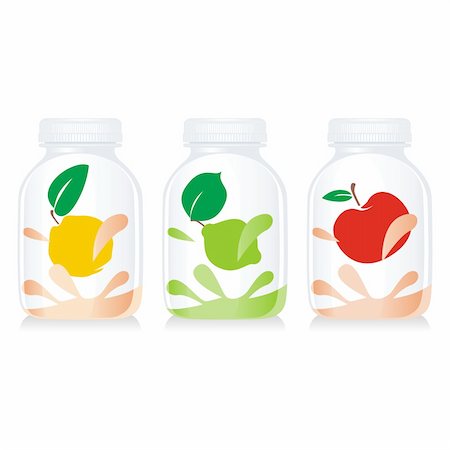 simsearch:859-03038177,k - fully editable vector isolated fruit yogurt glass bottles Stock Photo - Budget Royalty-Free & Subscription, Code: 400-04145615