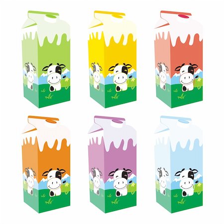 fully editable vector isolated milk carton boxes Photographie de stock - Aubaine LD & Abonnement, Code: 400-04145611