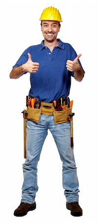 simsearch:400-05054865,k - portrait of young caucasian positive handyman isolated on white Photographie de stock - Aubaine LD & Abonnement, Code: 400-04146160