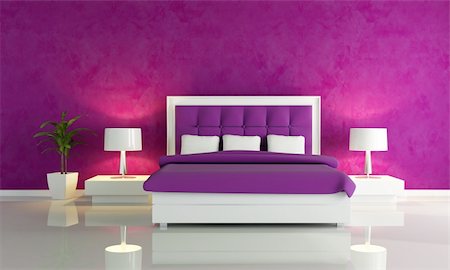simsearch:400-04156984,k - Purple fashion bedroom Stockbilder - Microstock & Abonnement, Bildnummer: 400-04146308
