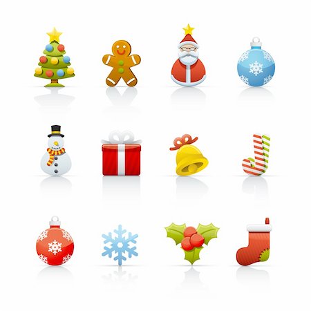 snowman snow angel - Set of icons on white background in Adobe Illustrator EPS 8 format for multiple applications. Photographie de stock - Aubaine LD & Abonnement, Code: 400-04146349