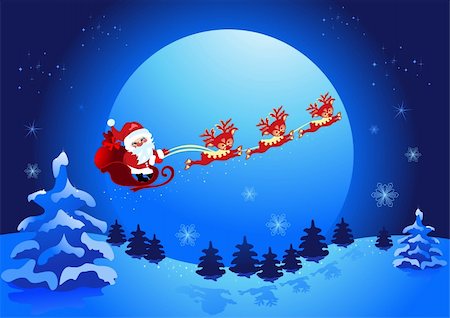 sparking light in sky - Christmas night, and Santa Claus Stock Photo - Budget Royalty-Free & Subscription, Code: 400-04146511