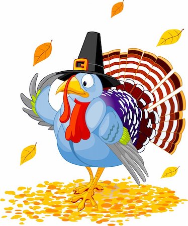 Illustration of a Thanksgiving turkey with pilgrim hat Stock Photo - Budget Royalty-Free & Subscription, Code: 400-04146769