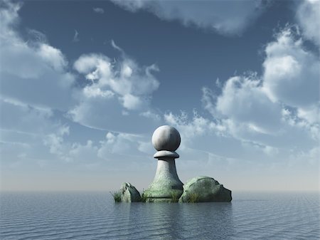 simsearch:400-04710081,k - chess pawn at the ocean under cloudy sky - 3d illustration Photographie de stock - Aubaine LD & Abonnement, Code: 400-04146791
