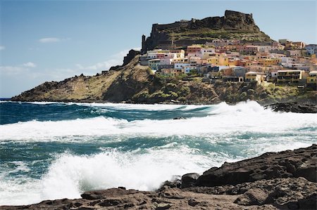 Castelsardo, Sardinia, Italy. Viewed from the coast Stock Photo - Budget Royalty-Free & Subscription, Code: 400-04146970