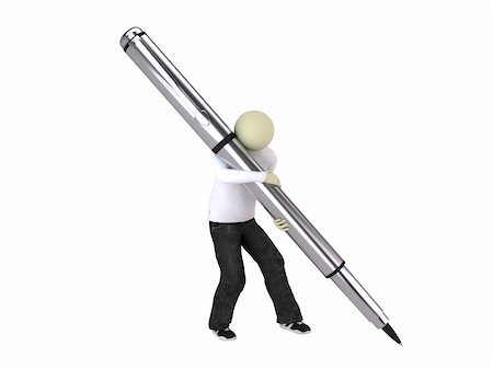 simsearch:400-06454922,k - Man with giant pen write on white background Stock Photo - Budget Royalty-Free & Subscription, Code: 400-04147615