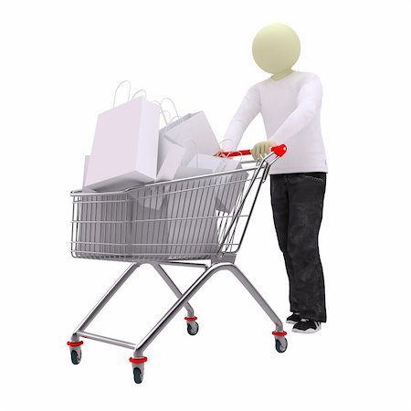 symbol present - Man with cart full of bags Stock Photo - Budget Royalty-Free & Subscription, Code: 400-04147617