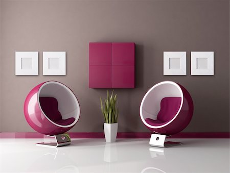 simsearch:400-04156984,k - two fashion armchair in a purple and brown lounge - rendering Stockbilder - Microstock & Abonnement, Bildnummer: 400-04147776