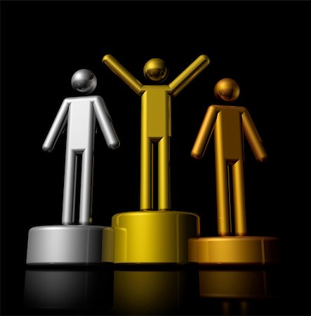 podium with bronze, silver and gold winners - three dimensional illustration isolated on black Stock Photo - Budget Royalty-Free & Subscription, Code: 400-04147857