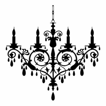 simsearch:400-04362491,k - Vector chandelier silhouette, isolated on the white, full scalable vector graphic included Eps v8 and 300 dpi JPG. Stockbilder - Microstock & Abonnement, Bildnummer: 400-04148161