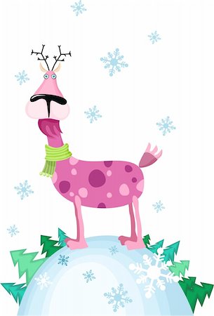 simsearch:400-05081908,k - vector illustration of a christmas deer Stockbilder - Microstock & Abonnement, Bildnummer: 400-04148951