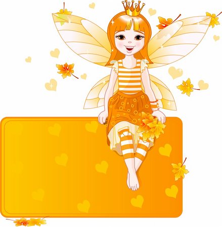 simsearch:400-06561879,k - Thanksgiving (autumn) fairy sitting on place card. All objects are separate groups Stock Photo - Budget Royalty-Free & Subscription, Code: 400-04149141