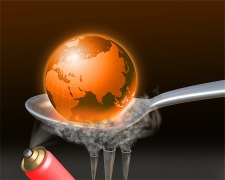 earth globe heated  in the spoon Foto de stock - Super Valor sin royalties y Suscripción, Código: 400-04149408