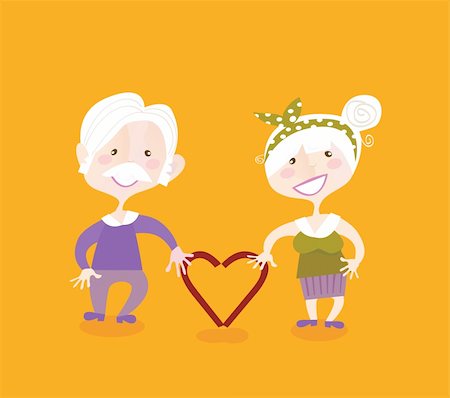 simsearch:400-04366633,k - Grandmother and grandfather in love. Vintage vector illustraiton. Stock Photo - Budget Royalty-Free & Subscription, Code: 400-04149568