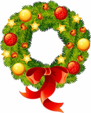 simsearch:400-06477568,k - Vector illustration - Beautifully decorated christmas wreath Stockbilder - Microstock & Abonnement, Bildnummer: 400-04149622