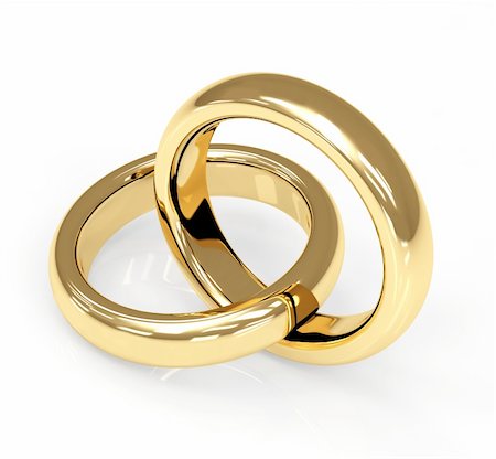 simsearch:400-04986179,k - Two 3d gold wedding ring. Objects over white Stock Photo - Budget Royalty-Free & Subscription, Code: 400-04149688
