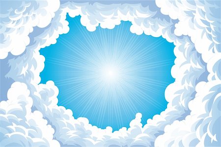 simsearch:400-05713617,k - Sun in the sky with clouds. Cartoon and vector illustration. Stock Photo - Budget Royalty-Free & Subscription, Code: 400-04140764