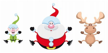 Christmas cartoon characters. Vector illustration Foto de stock - Super Valor sin royalties y Suscripción, Código: 400-04140797