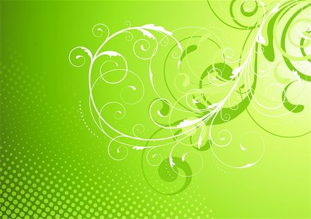 simsearch:400-04624081,k - Vector illustration of Green Floral Decorative background Fotografie stock - Microstock e Abbonamento, Codice: 400-04141206