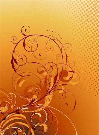 simsearch:400-07062285,k - Vector illustration of orange Floral Decorative background Foto de stock - Royalty-Free Super Valor e Assinatura, Número: 400-04141208