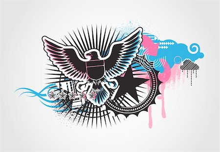 Vector illustration of style Decorative urban background with coat-of-arms  Medieval Eagle Foto de stock - Super Valor sin royalties y Suscripción, Código: 400-04141213