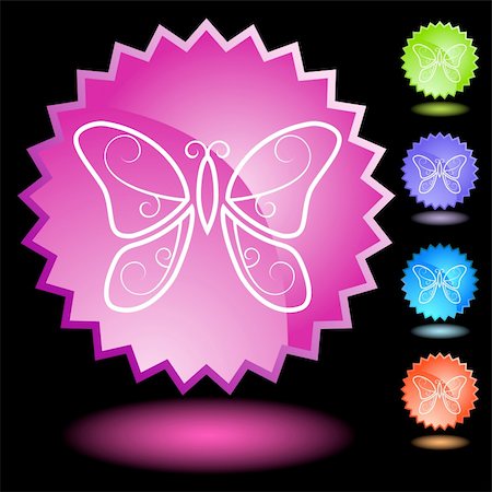 simsearch:400-04646511,k - Ensemble de 5 icônes de sceau de néon - papillon. Photographie de stock - Aubaine LD & Abonnement, Code: 400-04141287