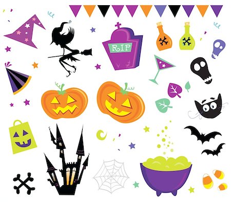 simsearch:400-04228432,k - Halloween vector icons. Foto de stock - Royalty-Free Super Valor e Assinatura, Número: 400-04141935