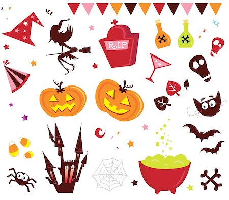 Halloween vector icons in red color. Stock Photo - Budget Royalty-Free & Subscription, Code: 400-04142038