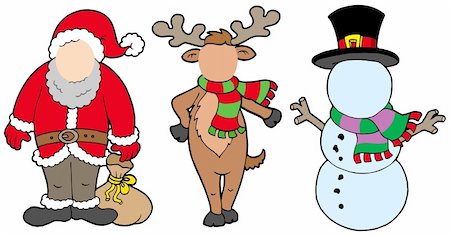 elk on snow - Christmas characters without face - vector illustration. Stock Photo - Budget Royalty-Free & Subscription, Code: 400-04142097