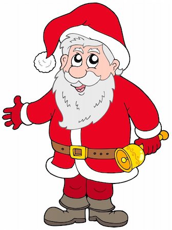 simsearch:400-04144528,k - Cute Santa Claus with bell - vector illustration. Foto de stock - Super Valor sin royalties y Suscripción, Código: 400-04142101