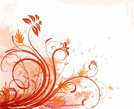 simsearch:400-04142156,k - Vektor-Illustration von orange Grunge Floral Background Stockbilder - Microstock & Abonnement, Bildnummer: 400-04142154