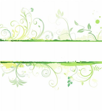 Vector illustration of green styled Floral Decorative banner Stock Photo - Budget Royalty-Free & Subscription, Code: 400-04142156