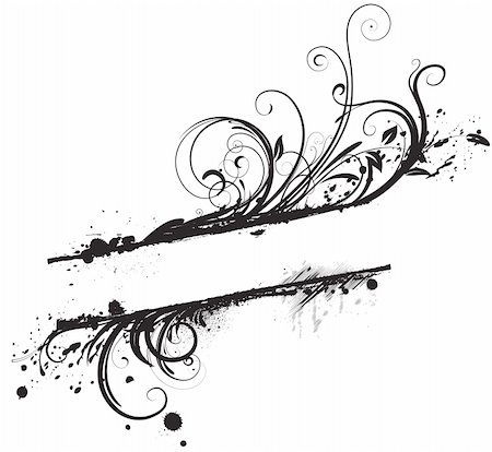 simsearch:400-04142156,k - Vektor-Illustration des Grunge schwarz Floral dekoratives banner Stockbilder - Microstock & Abonnement, Bildnummer: 400-04142165