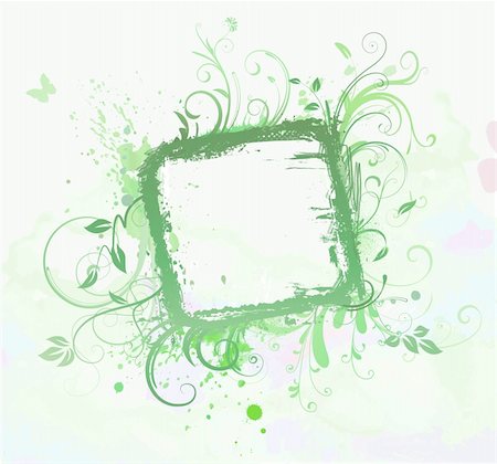 simsearch:400-04626284,k - Vector illustration of green Grunge styled Floral Decorative frame Stock Photo - Budget Royalty-Free & Subscription, Code: 400-04142166