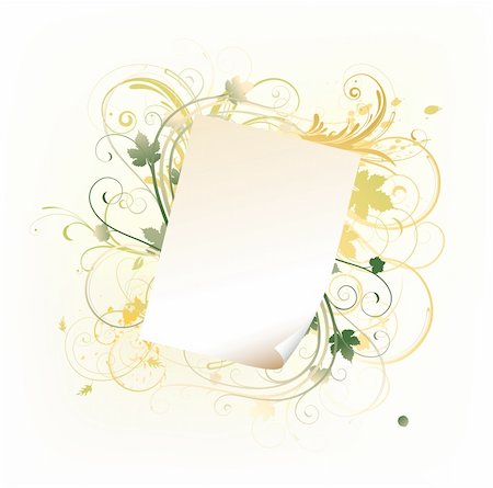 simsearch:400-04624081,k - Vector illustration of Grunge Floral Background with paper leaf frame Fotografie stock - Microstock e Abbonamento, Codice: 400-04142161