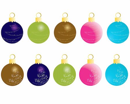 simsearch:400-04551895,k - Set of Christmas (New Year) balls for design use. Vector illustration. Fotografie stock - Microstock e Abbonamento, Codice: 400-04142212