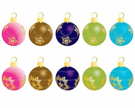 simsearch:400-04551895,k - Set of Christmas (New Year) balls for design use. Vector illustration. Fotografie stock - Microstock e Abbonamento, Codice: 400-04142213